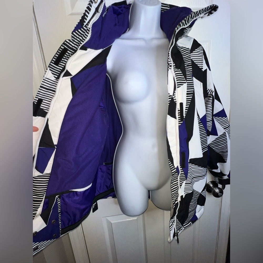 Empyre Women’s Medium 10,000 MM Black White Graphic Print Ski Snowboard Jacket M - Picture 4 of 14
